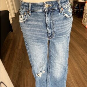 American Eagle Outfitters Light Blue Distressed Flare Jeans